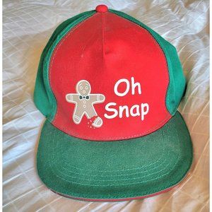 Oh Snap! Gingerbread Man Funny Christmas Adjustable Baseball Cap Hat Red & Green